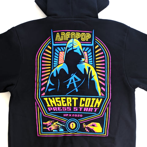Anfopop Insert Coin Press Start Hoodie Back Convention Apparel